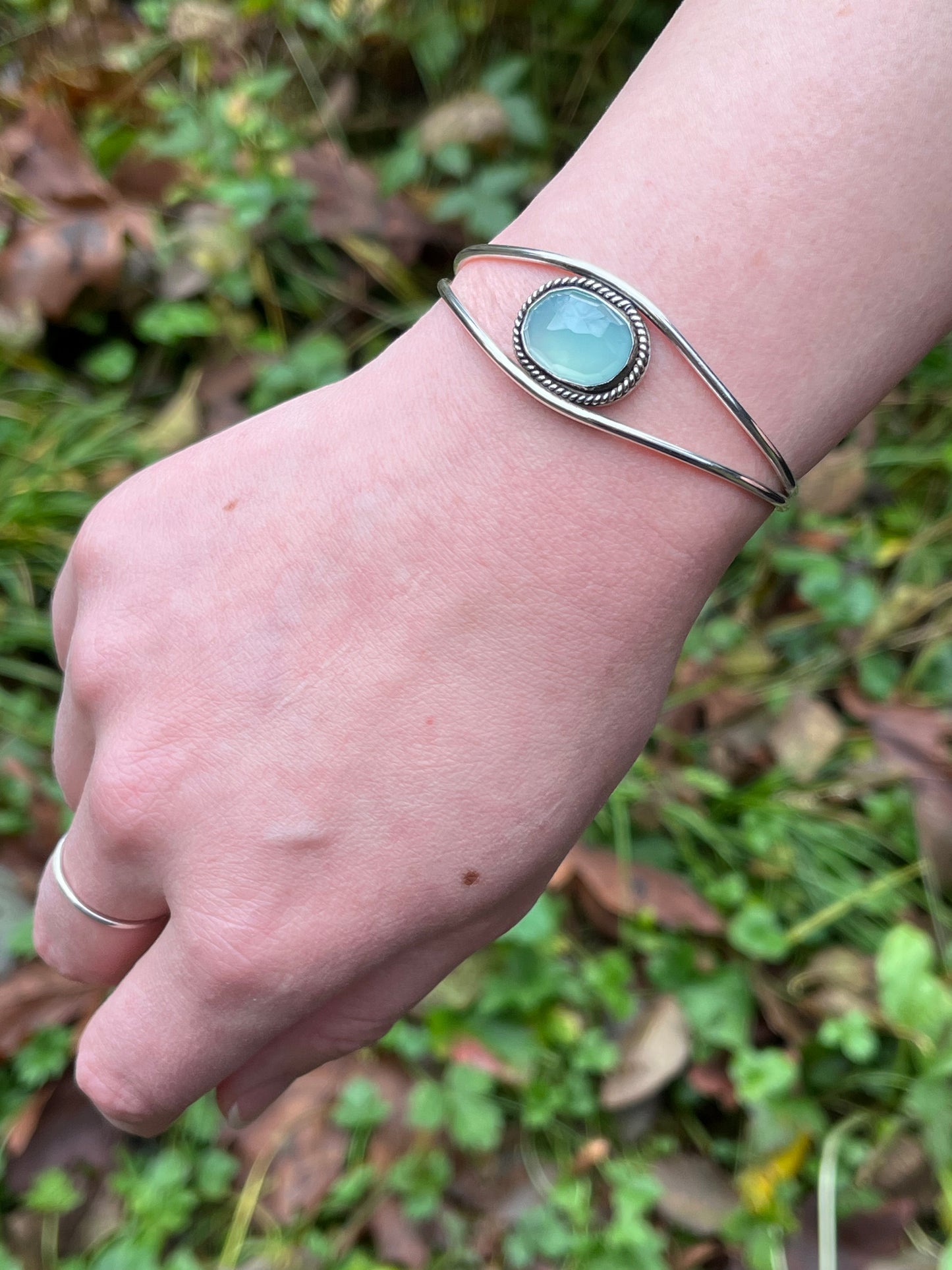 Chrysoprase Silver Cuff