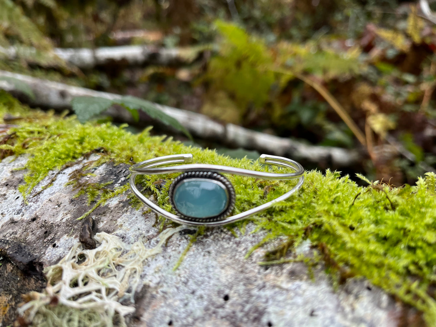 Chrysoprase Silver Cuff