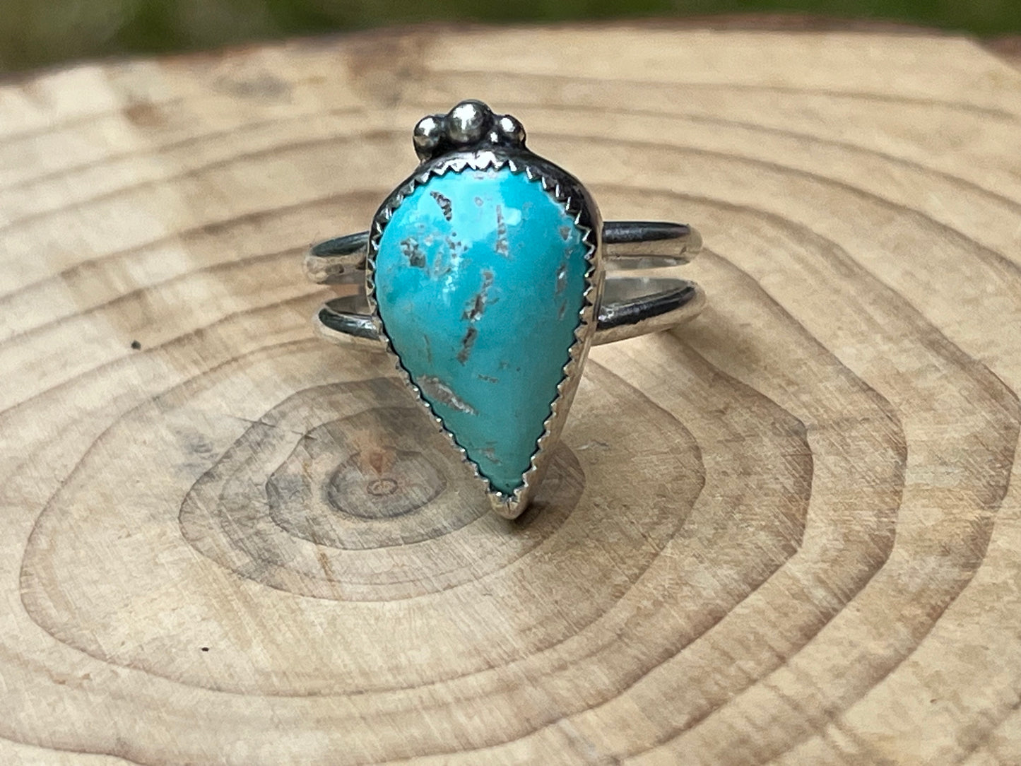 Sterling Silver Turquoise teardrop ring Size 11