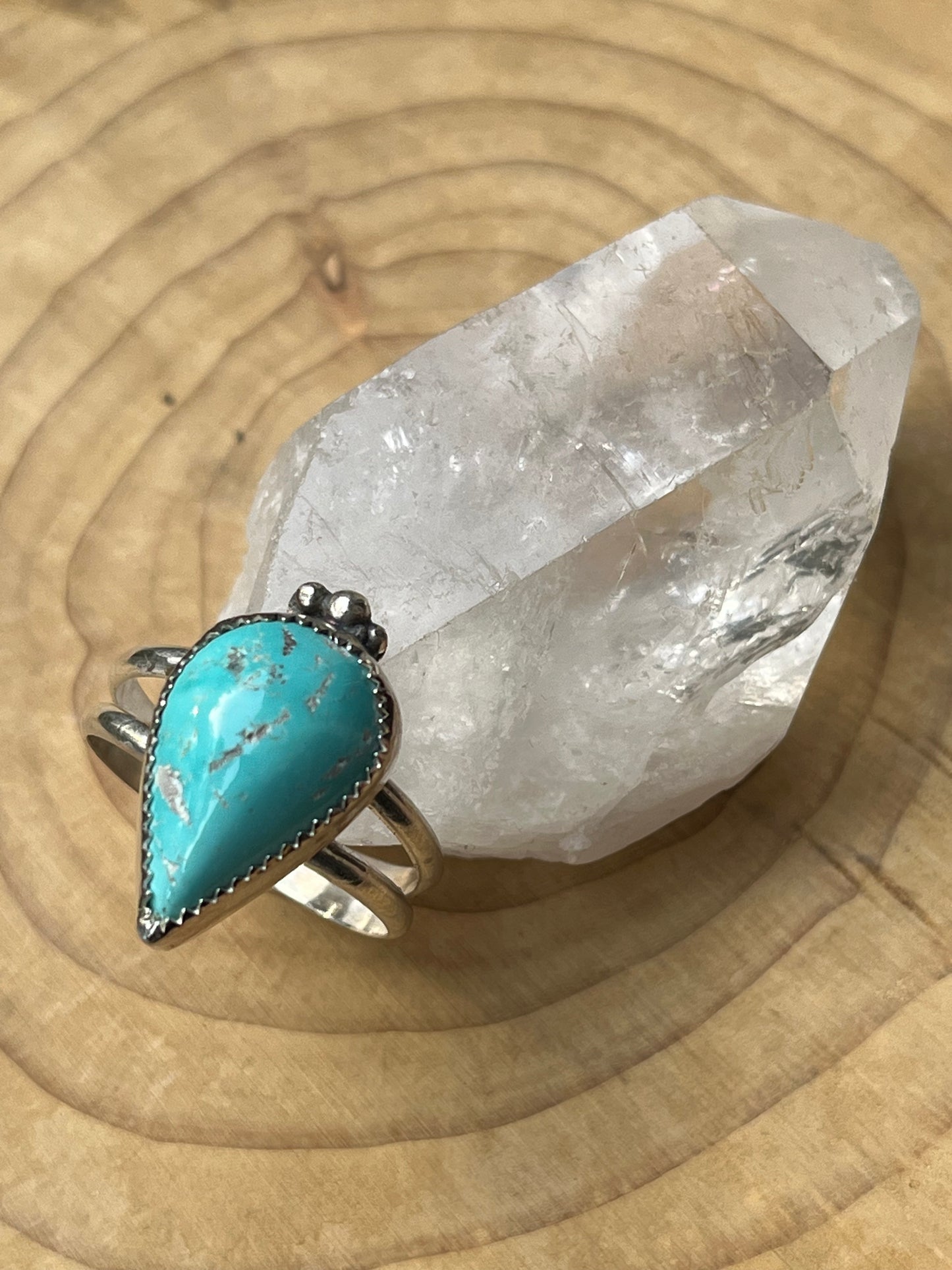 Sterling Silver Turquoise teardrop ring Size 11