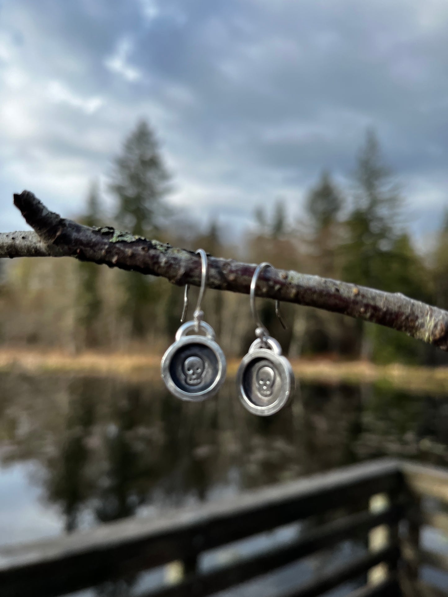 Round Skull Stamped Sterling Silver