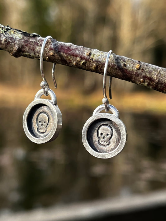 Round Skull Stamped Sterling Silver