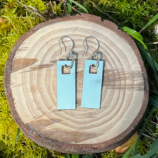 Silver and Brass Rectangular Earrings